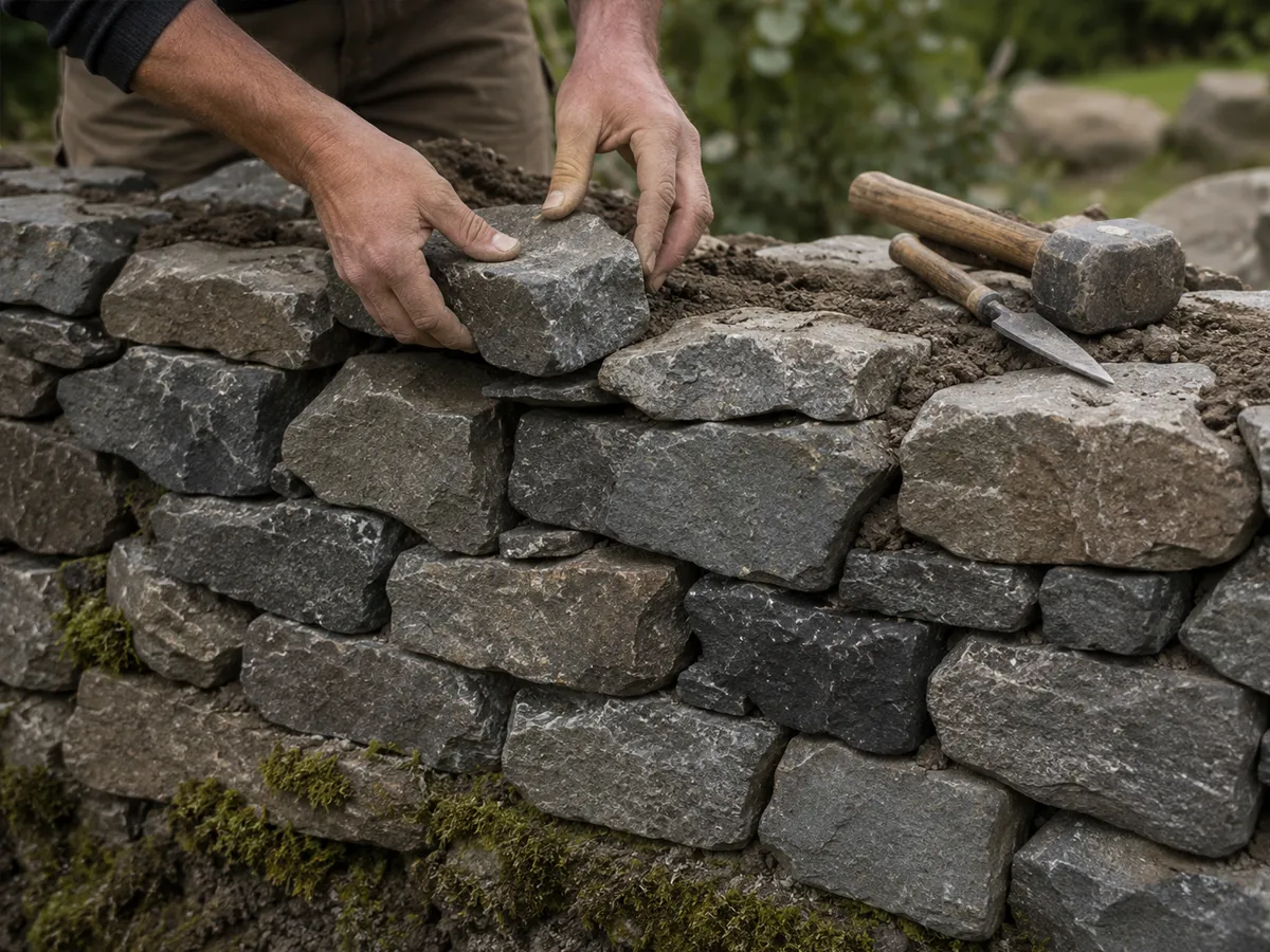 Natursteinmauer aus Basalt